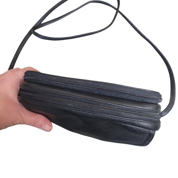 Vintage FOSSIL Black Leather Organizer Crossbody Wallet Multi Pocket Credit Card - Picture 8 of 16